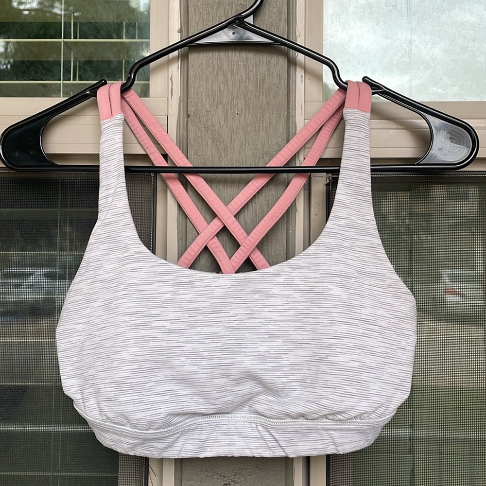 Lululemon Energy Sports Bra Top Size 6 Grey Pink Run Gym